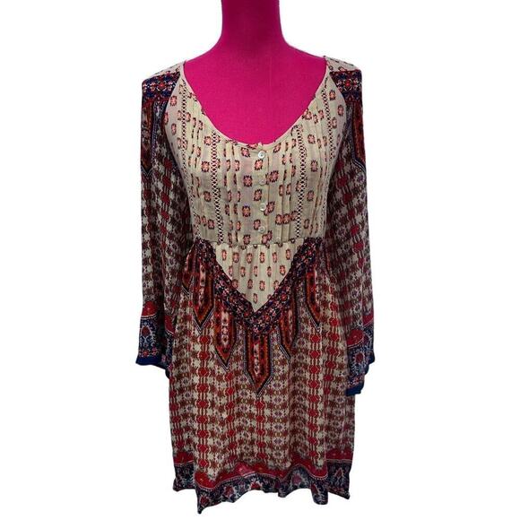 Altar'd State Sahara Dress S Boho Wide Sleeve Printed Multicolor Knee Length EUC - Picture 2 of 9